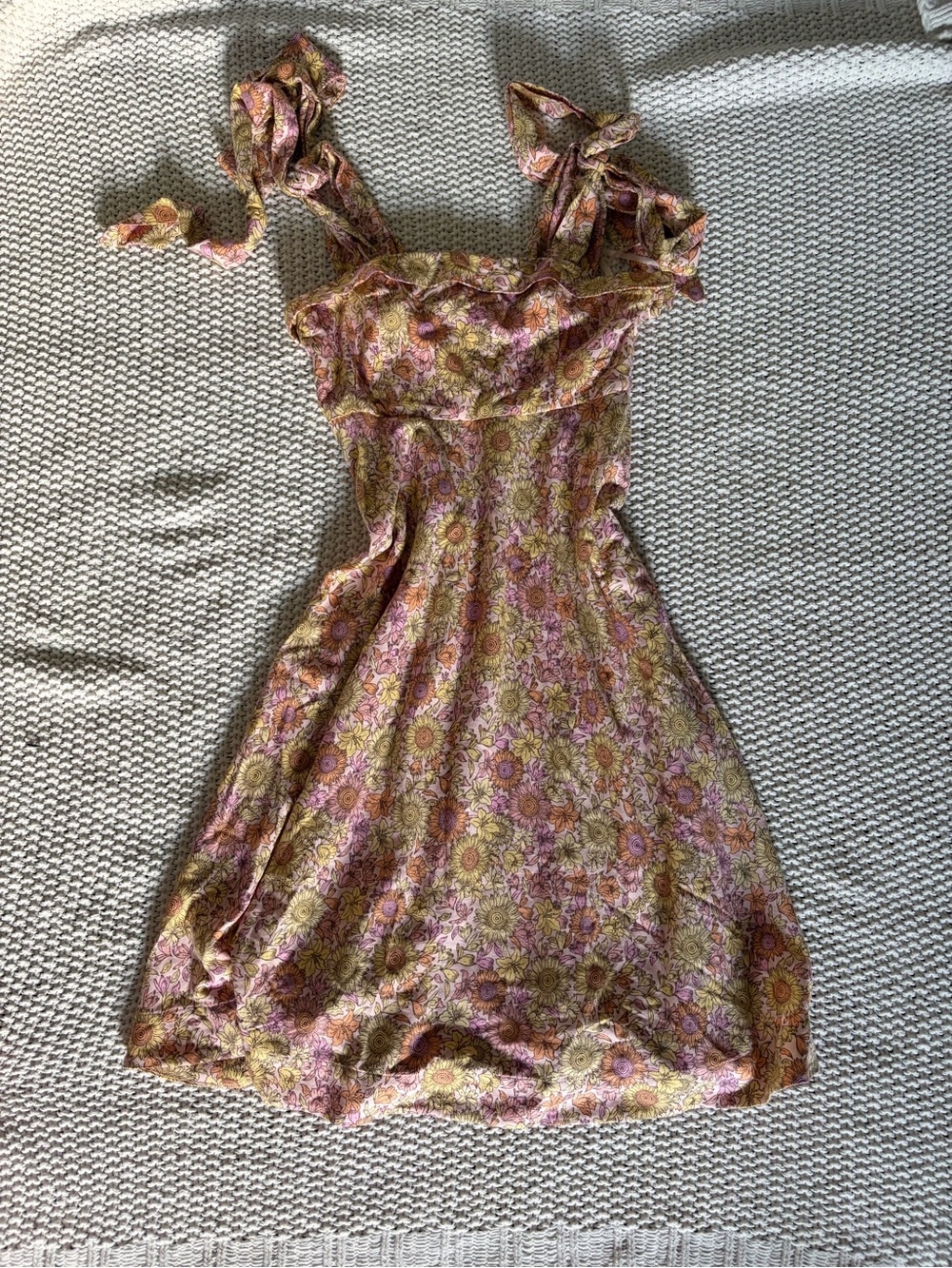 BCBGeneration Pink and Gold Floral Tie-Shoulder Mini Dress